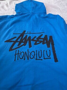 Stussy Honolulu Chapter Zip-Up Electric Blue Cut Tag Hoodie